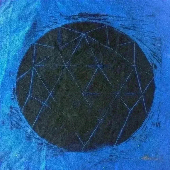 Ardene Blue Geometric  Triangle Handmade Ink Art to Wear Print Tank Top Small - Picture 2 of 10